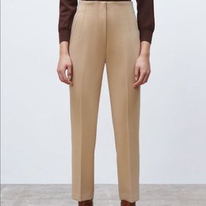 Zara High Waisted Pants (trousers) in taupe brown